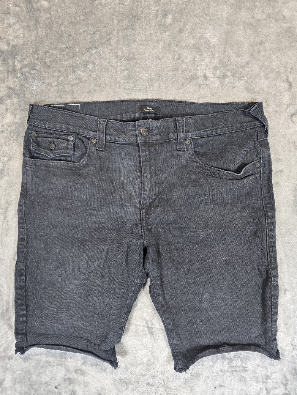 True Religion Ricky Relaxed Straight Shorts Size 40 Black Cut Off